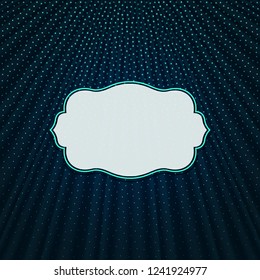 Beautiful frame on a dark blue textile effect background with polka dots. Vector illustration. 
