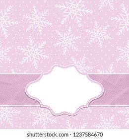 Beautiful frame on a seamless background with snowflakes. Christmas and New Year greetings. Vector illustration.
