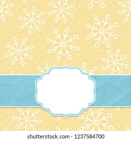 Beautiful frame on a seamless background with snowflakes. Christmas and New Year greetings. Vector illustration.
