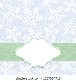 Beautiful frame on a seamless background with snowflakes. Christmas and New Year greetings. Vector illustration.
