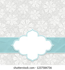 Beautiful frame on a seamless background with snowflakes. Christmas and New Year greetings. Vector illustration.
