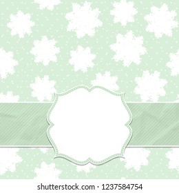 Beautiful frame on a seamless background with snowflakes. Christmas and New Year greetings. Vector illustration.

