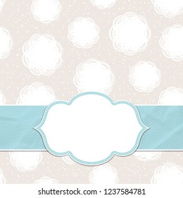 Beautiful frame on a seamless background with snowflakes. Christmas and New Year greetings. Vector illustration.
