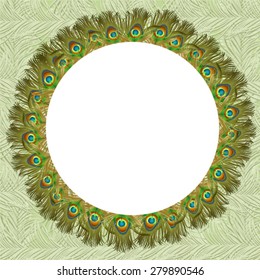 Beautiful frame of peacock feathers