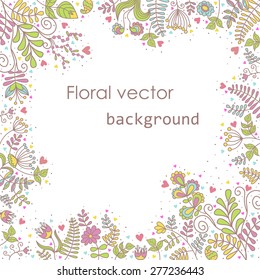 Beautiful frame for the postcard of flowers delicate colors
