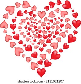  beautiful frame of red painted hearts, for Valentine's Day