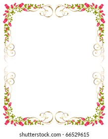 Beautiful frame from roses is isolated on the white