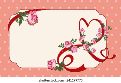 Beautiful frame with roses and space for text. Elegant invitatio