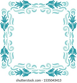 Beautiful frame of sea waves and fishes. Vector illustration