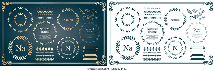 Beautiful frame set of plant motif