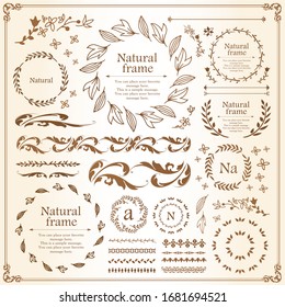 Beautiful frame set of plant motif