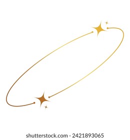 Beautiful frame shape, golden graphic element The arch sparkled. Cleanliness with stars