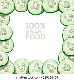 Beautiful frame from slices of fresh cucumber