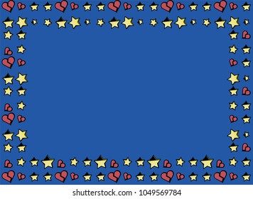 Beautiful frame of stars and hearts