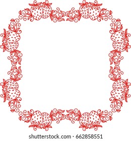 Beautiful frame of strawberry. Vector illustration.