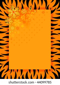  beautiful frame in style of tiger is decorated for christmas postals