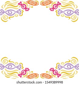 Beautiful frame of sweets. Vector illustration