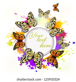 Beautiful frame for text with butterflies. vector