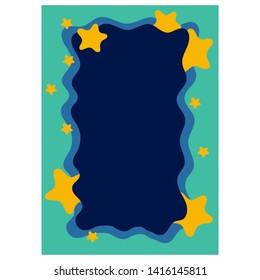 Beautiful frame for text or photo. Postcard with stars in the night sky. Vector illustration