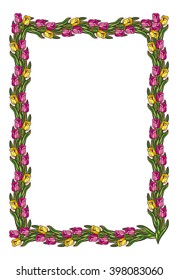Beautiful frame with tulips