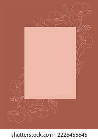 Hermosa ilustración de la flor de amapola vectorial de marco vectorial.