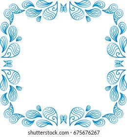 Beautiful frame of water drops. Vector illustration.