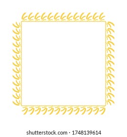 Beautiful frame of yellow ears of wheat. Design element for leaflet, booklet, poster, sticker .Vector illustration
