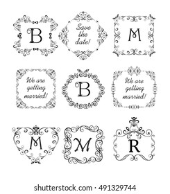 Beautiful frames collection for wedding design, menu card, restaurant, cafe, hotel, jewellery store, logo templates, monogram