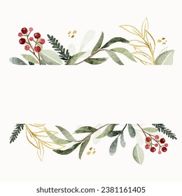 Schöne Rahmen Winter-Weihnachten Blumen und Pflanzen im Aquarell-Stil