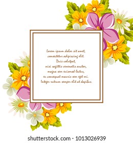 Beautiful frames for your text from the flowers. For design postcards, greeting, invitation birthday, marriage, Valentine's day, party, holiday, celebration. Vector illustration.