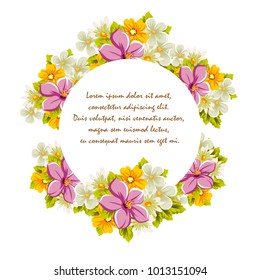 Beautiful frames for your text from the flowers. For design postcards, greeting, invitation birthday, marriage, Valentine's day, party, holiday, celebration. Vector illustration.