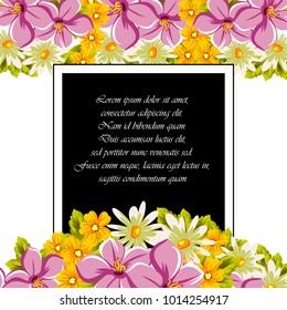 Beautiful frames for your text from the flowers. For design postcards, greeting, invitation birthday, marriage, Valentine's day, party, holiday, celebration. Vector illustration.