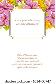 Beautiful frames for your text from the flowers. For design postcards, greeting, invitation birthday, marriage, Valentine's day, party, holiday, celebration. Vector illustration.