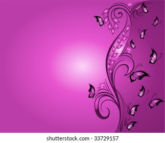 Beautiful framework from leaves and butterflies