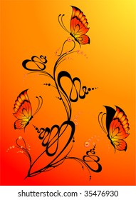 Beautiful framework from leaves and butterflies