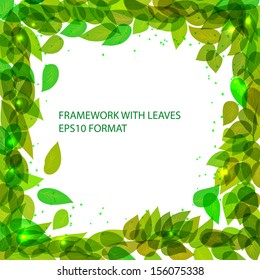 Beautiful  framework with leaves for use in your design. Vector eps 10