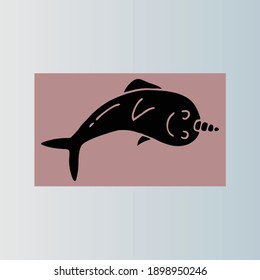 beautiful fresh fish black icon