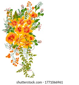 Beautiful fresh flower on floral spring background template for banner, wedding card invitation or greeting card design in vector