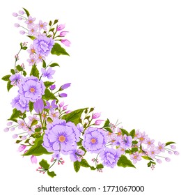 Beautiful fresh flower on floral spring background template for banner, wedding card invitation or greeting card design in vector