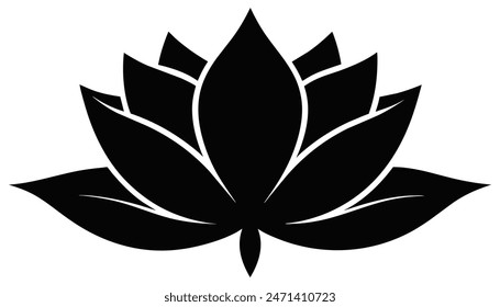 A beautiful fresh lotus flower silhouette