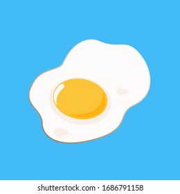 Beautiful fried egg on a blue background. Vector illustration.