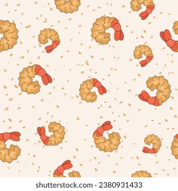 beautiful fried shrimp seamless pattern