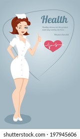 Beautiful friendly and confident nurse smiling and winking.