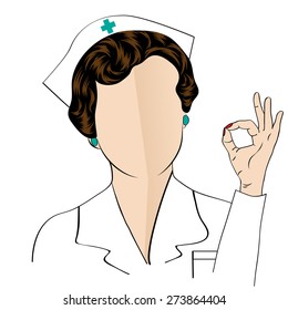 Beautiful friendly and confident nurse , vector illustration