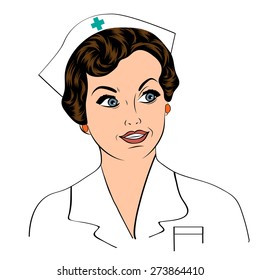 Beautiful friendly and confident nurse , vector illustration