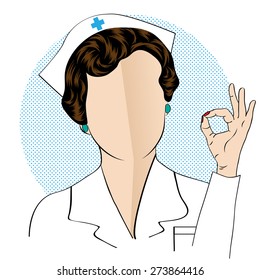 Beautiful friendly and confident nurse , vector illustration