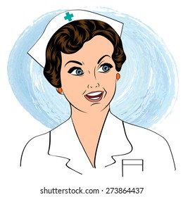 Beautiful friendly and confident nurse , vector illustration