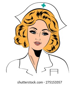Beautiful friendly and confident nurse , vector illustration