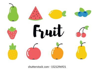 Beautiful fruits and vegetables. flat style.