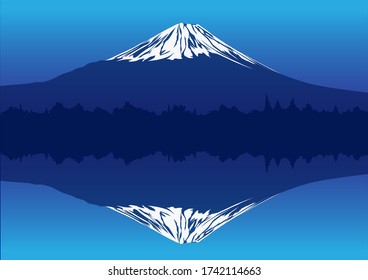 Beautiful Fufiyama colcano and reflection in the lake